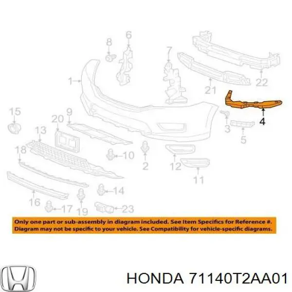 71140T2AA01 Honda soporte de parachoques delantero exterior derecho