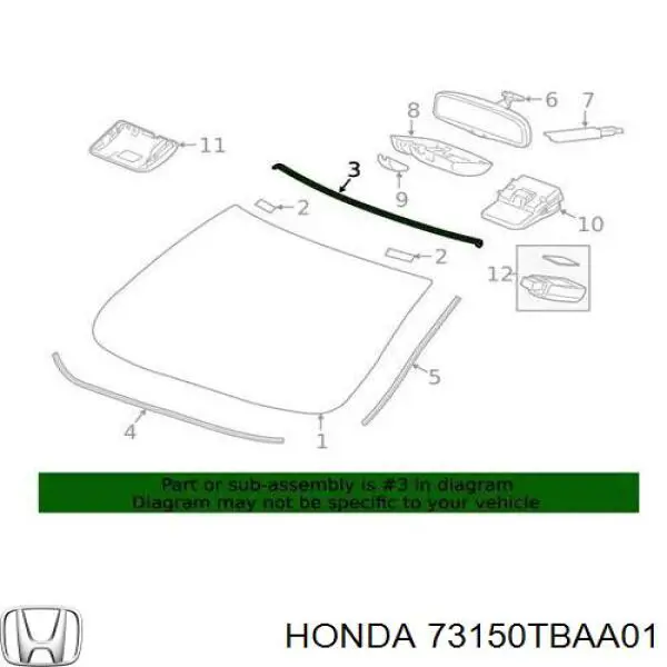 Moldura de parabrisas superior para Honda Civic (FC)