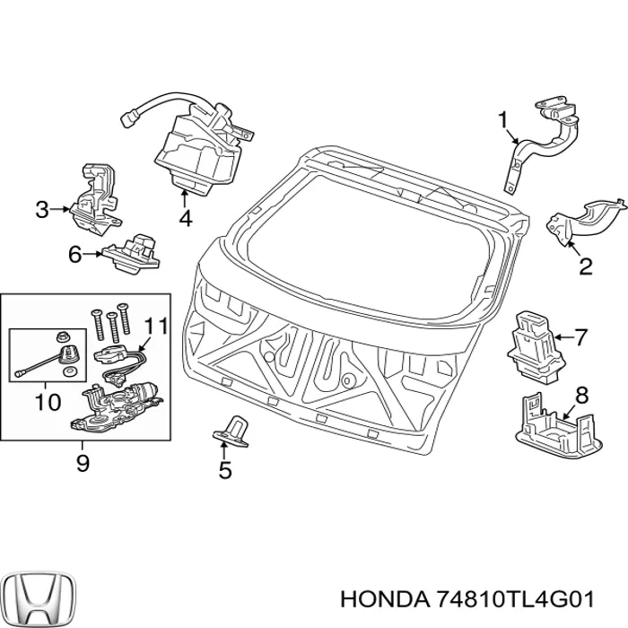 74810TL4G01 Honda Botón de accionamiento del cierre de la tapa del maletero (puerta trasera 3/5)