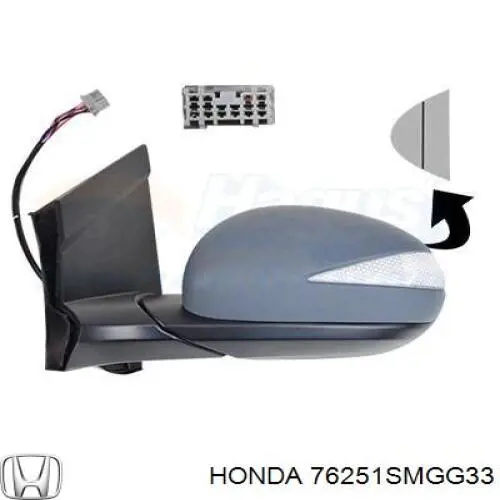 76251SMGG33 Honda espejo retrovisor izquierdo