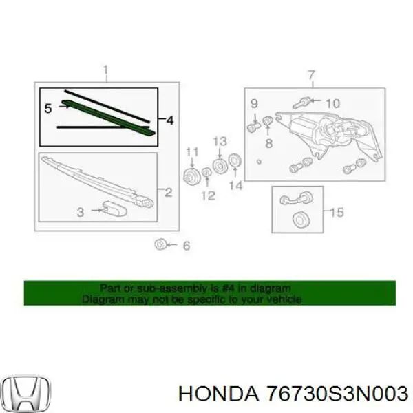 Escobilla del limpiaparabrisas trasero Honda 76730S3N003 precio, desde 42,53 EUR