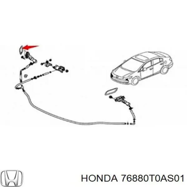 76880T0AS01 Honda tobera de agua regadora, lavado de faros, delantera derecha