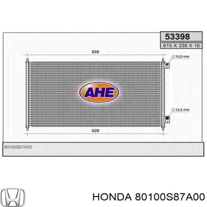 80100S87A00 Honda condensador aire acondicionado