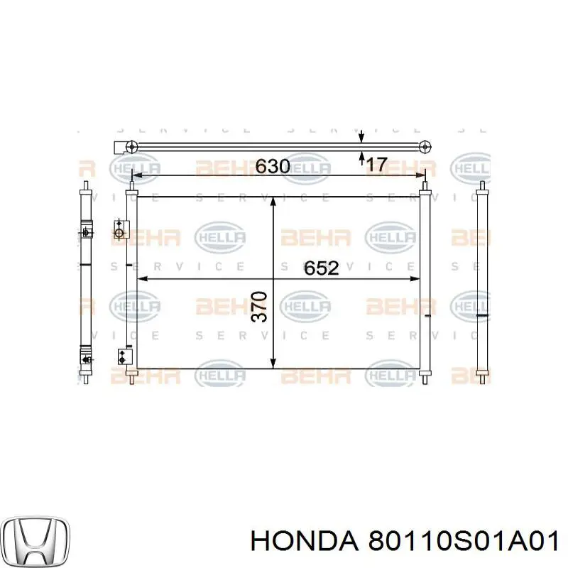 80110S01A01 Honda Radiador de aire acondicionado