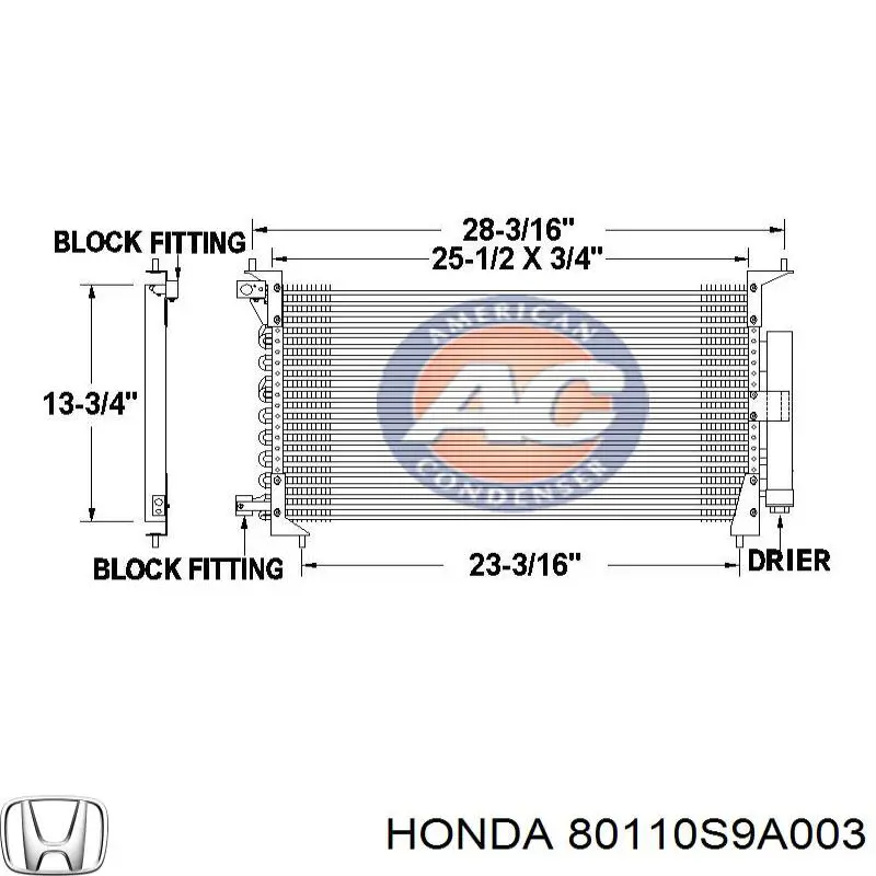 80110S9A003 Honda condensador aire acondicionado