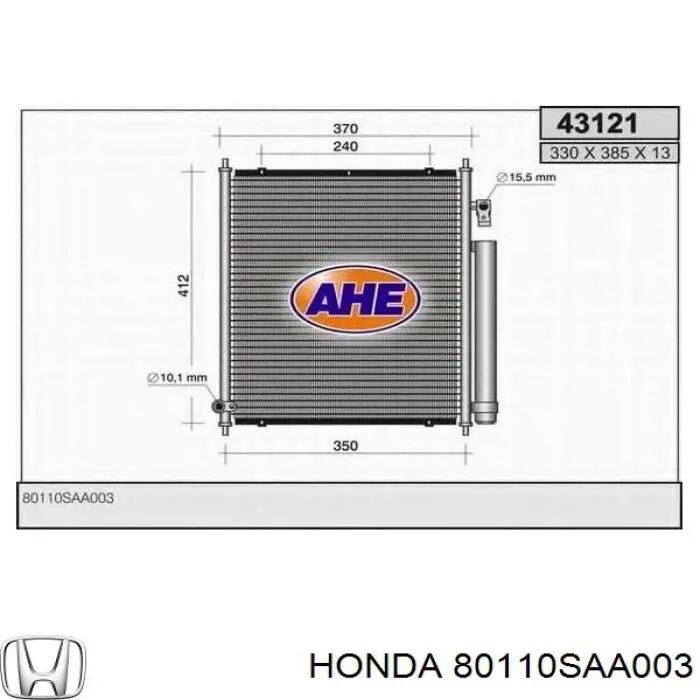 80110SAA003 Honda condensador aire acondicionado