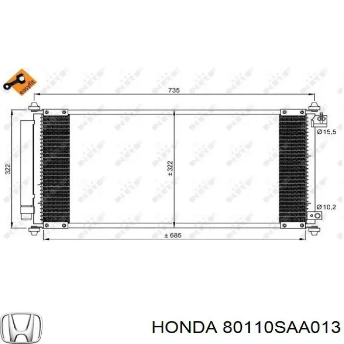 80110SAA013 Honda condensador aire acondicionado