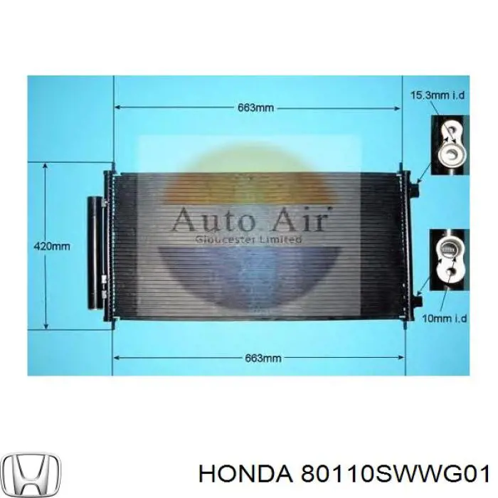 80110SWWG01 Honda condensador aire acondicionado