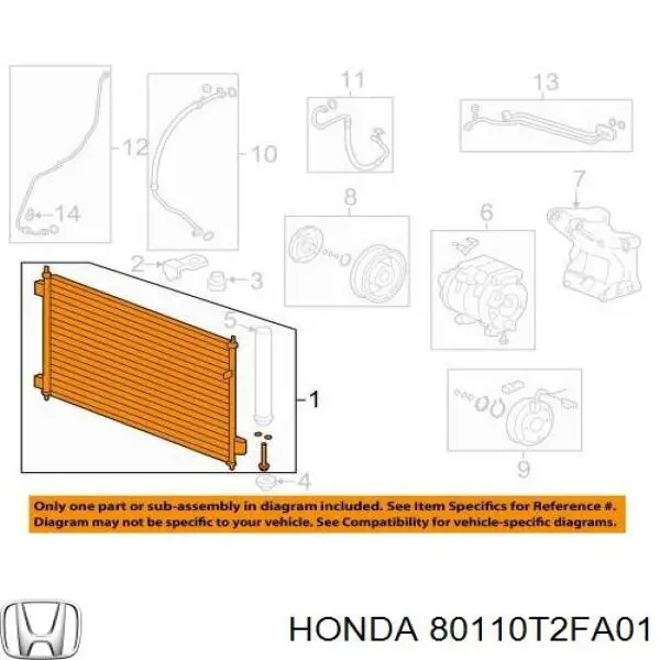 Comprar 80110T2FA01 Honda Condensador de aire acondicionado