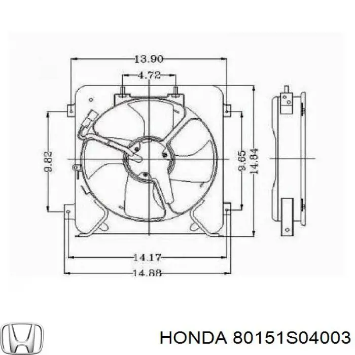80151S04003 Honda difusor de radiador, aire acondicionado, completo con motor y rodete
