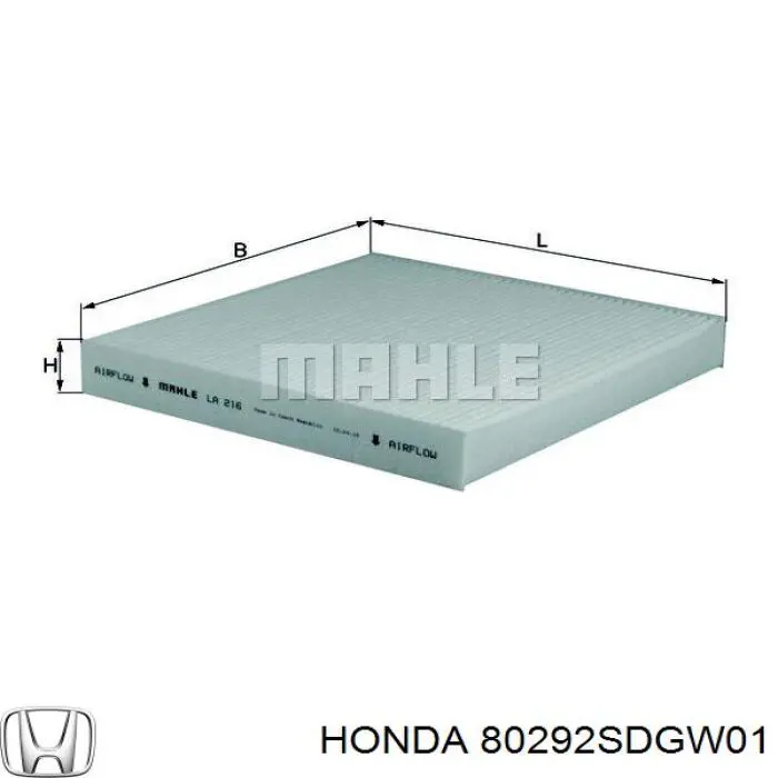Filtro de habitáculo 80292SDGW01 Honda