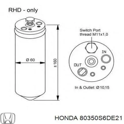 80350S6DE21 Honda filtro deshidratador