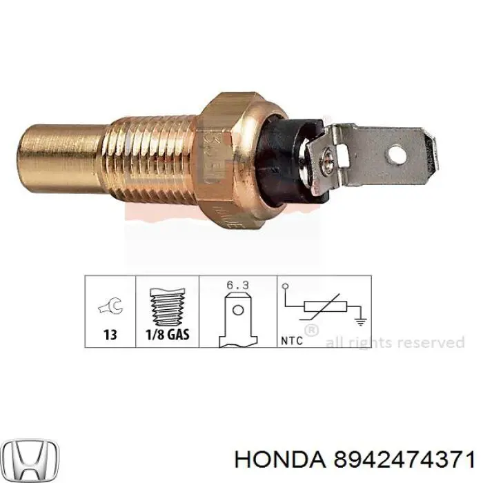 8942474371 Honda Sensor temperatura refrigerante