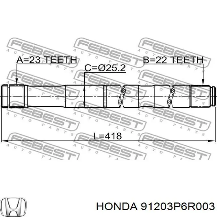 91203P6R003 Honda anillo retén, diferencial eje trasero