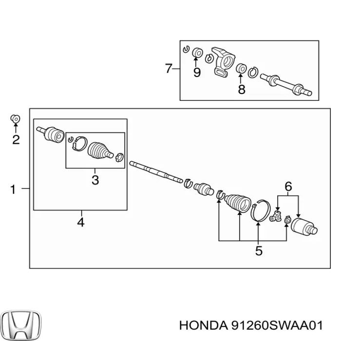 91260SWAA01 Honda retén, árbol de transmisión