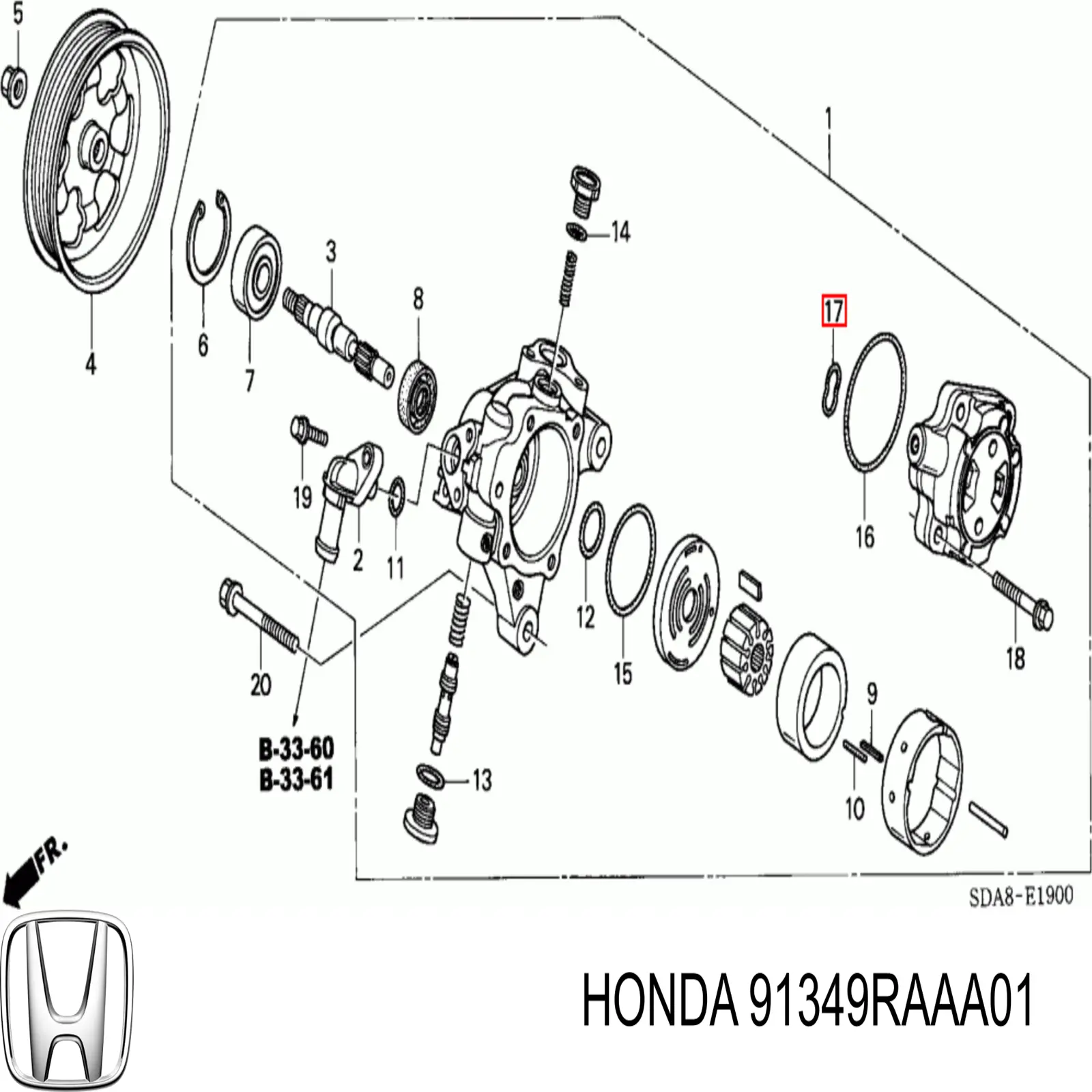 91349RAAA01 Honda retén de bomba de dirección hidráulica