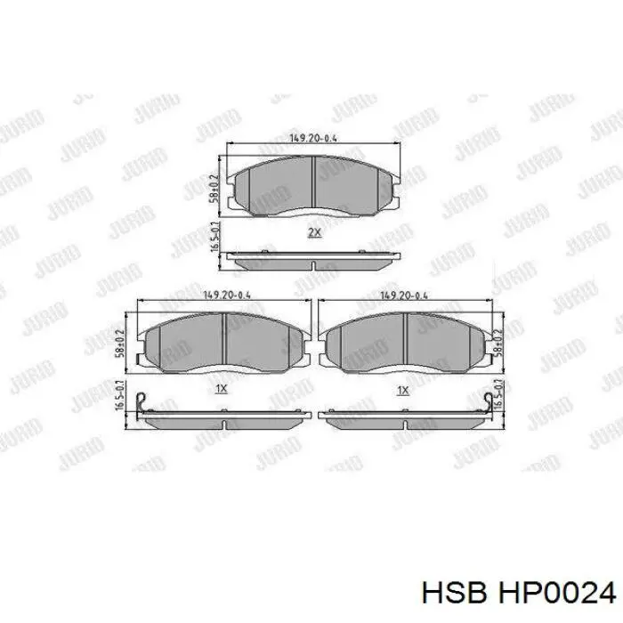 HP0024 HSB pastillas de freno delanteras