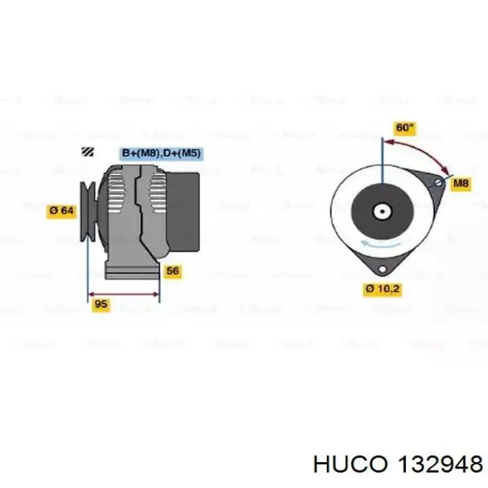 132948 Huco regulador de rele del generador (rele de carga)