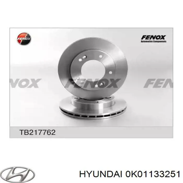 0K01133251 Hyundai/Kia freno de disco delantero