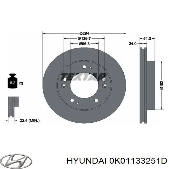 Frenos delanteros Hyundai/Kia 0K01133251D precio, desde 45,60 EUR