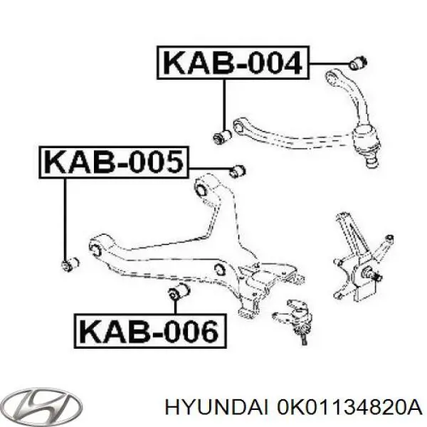 0K01134820A Hyundai/Kia silentblock de suspensión delantero inferior