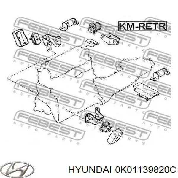 0K01139820B Hyundai/Kia suspensión, transmisión, caja de transferencia
