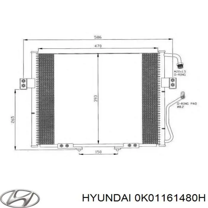 61480L0K018 Hyundai/Kia condensador aire acondicionado