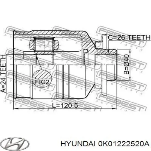 0K01222520A Hyundai/Kia junta homocinética interior delantera derecha