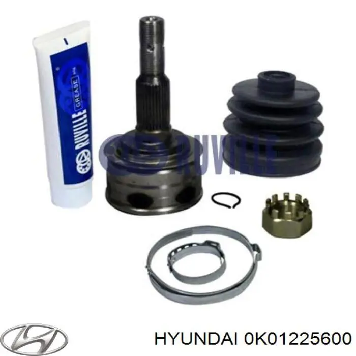 0K01225600 Hyundai/Kia árbol de transmisión delantero izquierdo