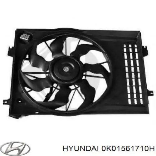 0K01561710H Hyundai/Kia difusor de radiador, aire acondicionado, completo con motor y rodete