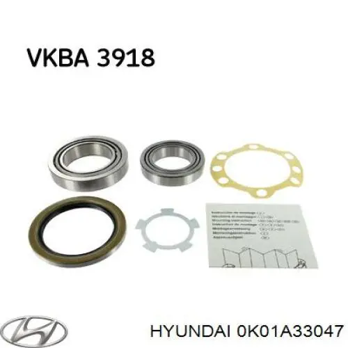 Cojinete interno del cubo de rueda delantera 0K01A33047 Hyundai/Kia