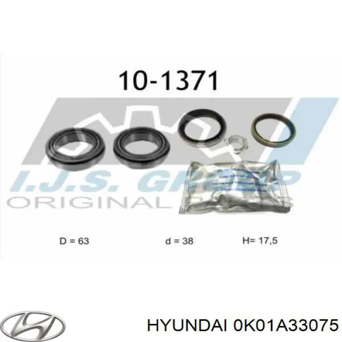 Cojinete exterior del cubo de rueda delantera 0K01A33075 Hyundai/Kia