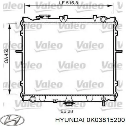 Radiador 0K03815200 Hyundai/Kia