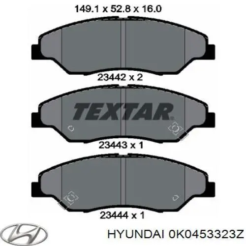 0K0453323Z Hyundai/Kia Pastillas delanteras