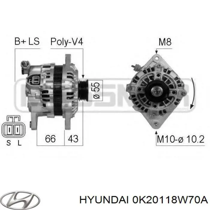 0K20118W70A Hyundai/Kia regulador del alternador