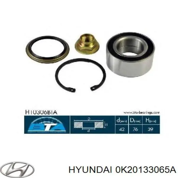 0K20133065A Hyundai/Kia anillo retén, cubo de rueda delantero inferior