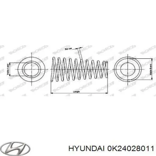 Muelle de suspensión trasero Hyundai/Kia 0K24028011 precio, desde 21,08 EUR