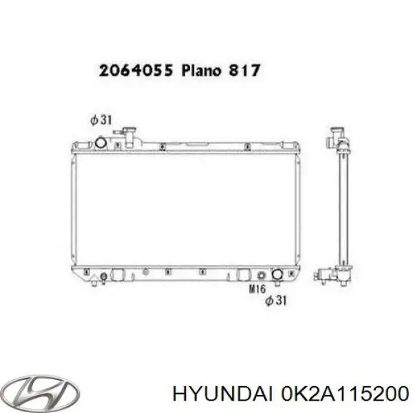 0K2A115200 Hyundai/Kia radiador
