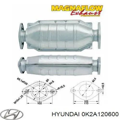 0K2A120600 Hyundai/Kia catalizador