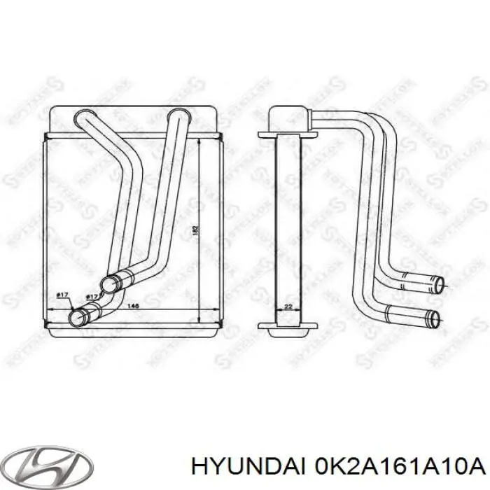 0K2A161A10A Hyundai/Kia Radiador interior