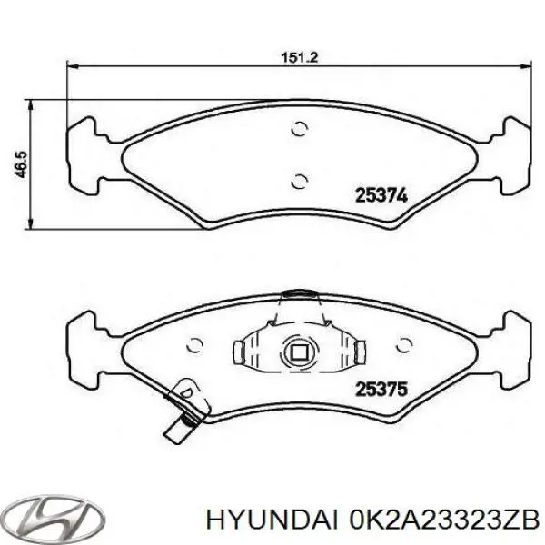 0K2A23323ZB Hyundai/Kia pastillas de freno delanteras