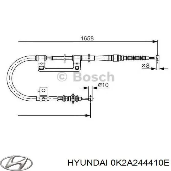 0K2A244410E Hyundai/Kia cable de freno de mano trasero derecho