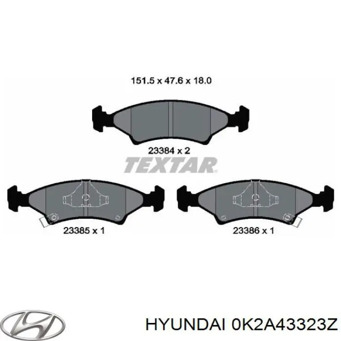 Pastillas freno delanteras Hyundai/Kia 0K2A43323Z precio, desde 20,95 EUR