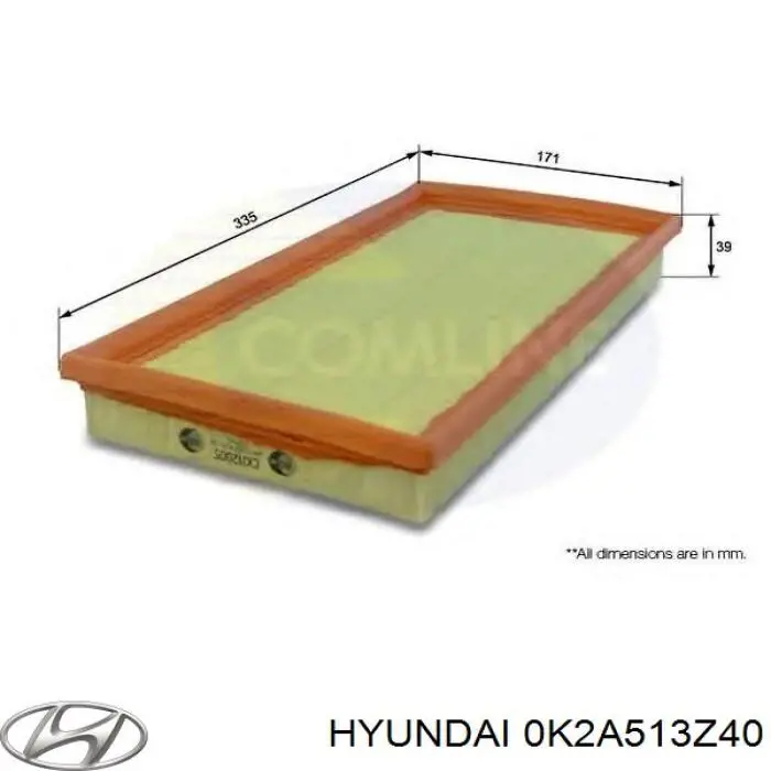 Comprar 0K2A513Z40 Hyundai/Kia Filtro de aire