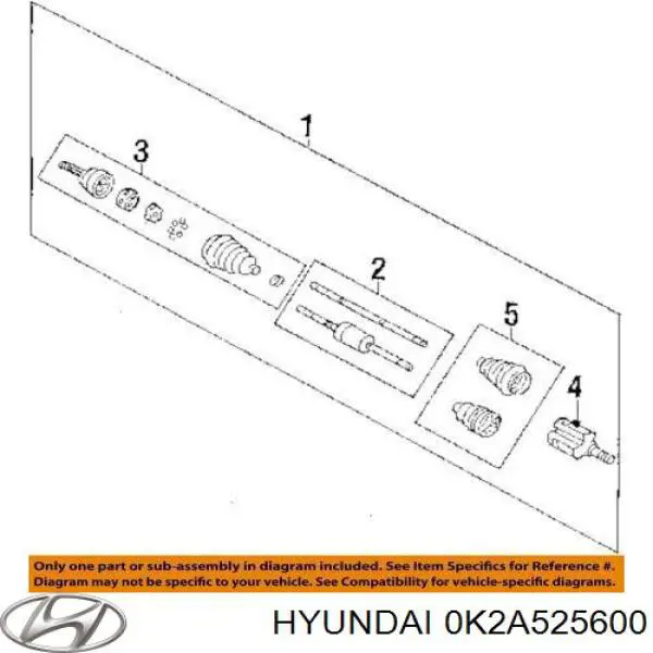 0K2A525600 Hyundai/Kia árbol de transmisión delantero izquierdo