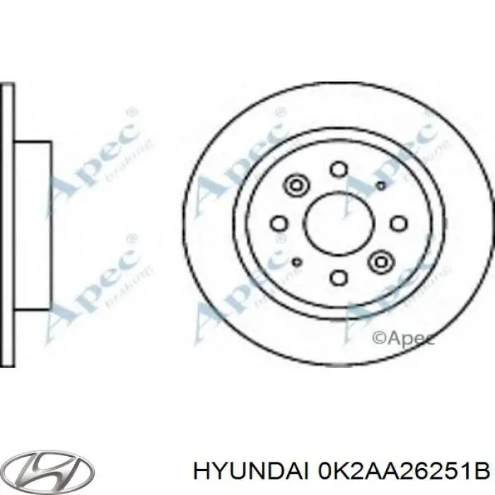 0K2AA26251B Hyundai/Kia disco de freno trasero