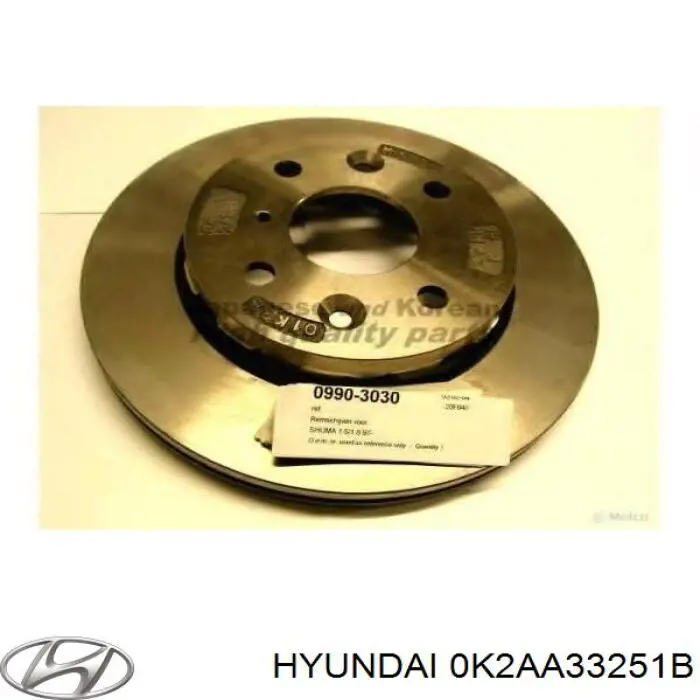 0K2AA33251B Hyundai/Kia freno de disco delantero