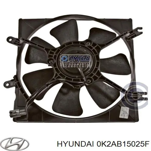 0K2AB15025F Hyundai/Kia difusor de radiador, ventilador de refrigeración, condensador del aire acondicionado, completo con motor y rodete