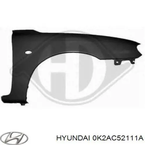 0K2B152111 Hyundai/Kia guardabarros delantero derecho