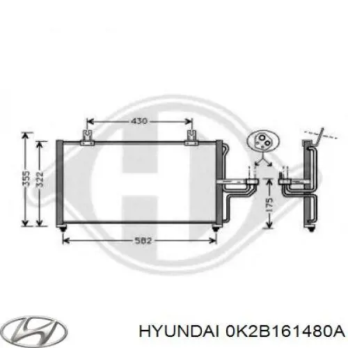 0K2B161480A Hyundai/Kia condensador aire acondicionado